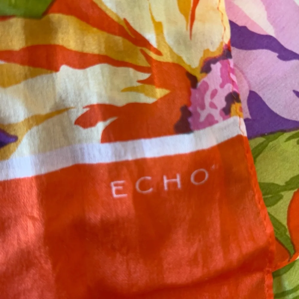 Echo silk floral scarf long shawl - Picture 4 of 5
